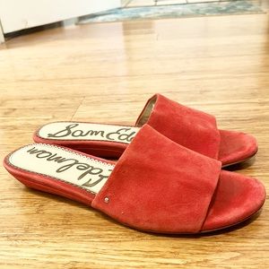 Sam Edelman Red Suede Slide Sandals